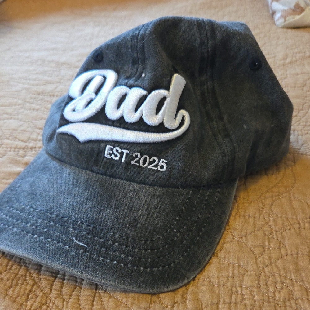 Dad EST 2025 Embroidered Baseball Cap - Charcoal Gray